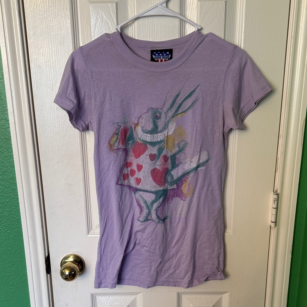 Purple Shirt with Rabbit Design junk food